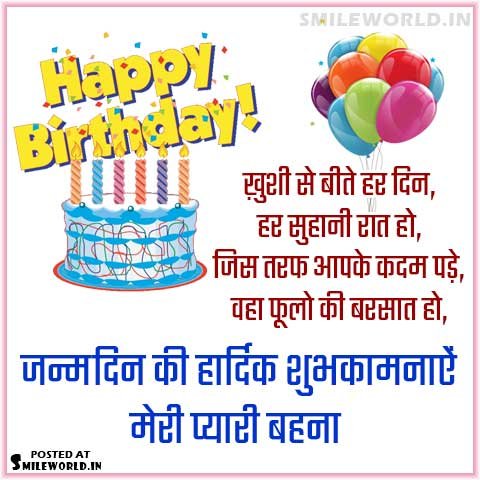 20+ Happy Birthday Images for Sister in Hindi